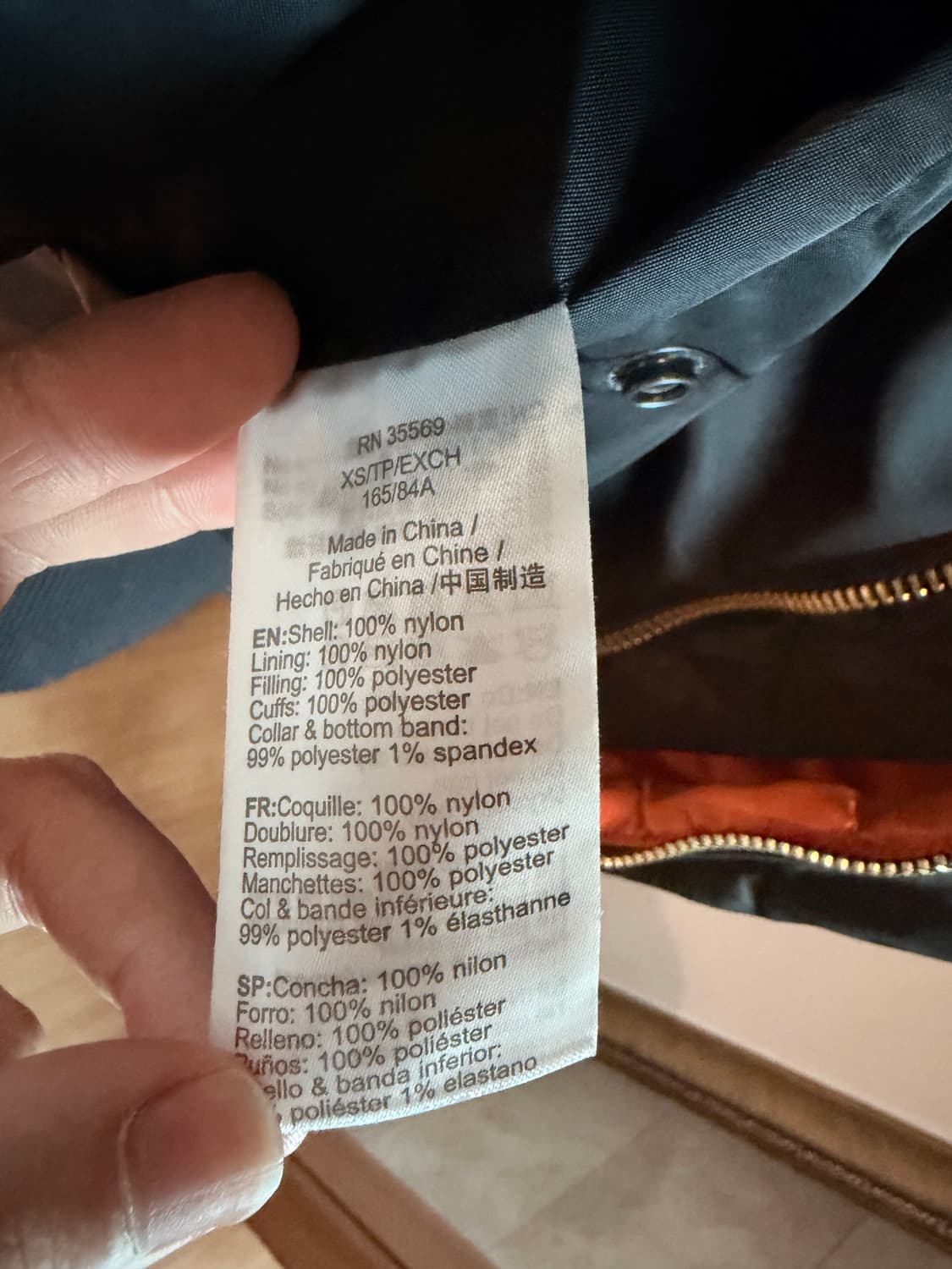 알파인더스트리 ma-1 xs 상품이미지4