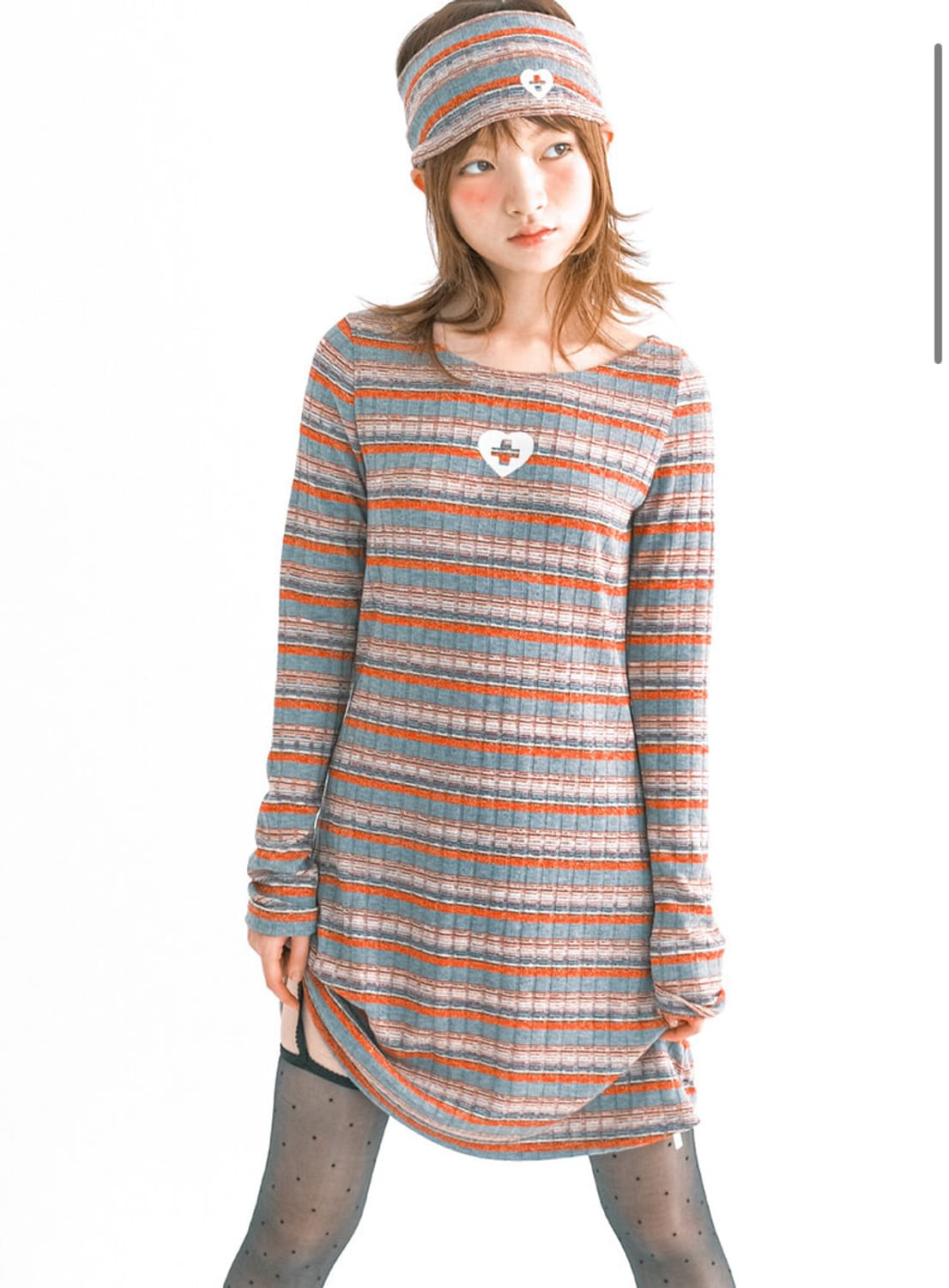 (새상품)rainbow sheer knit mini dress 상품이미지1