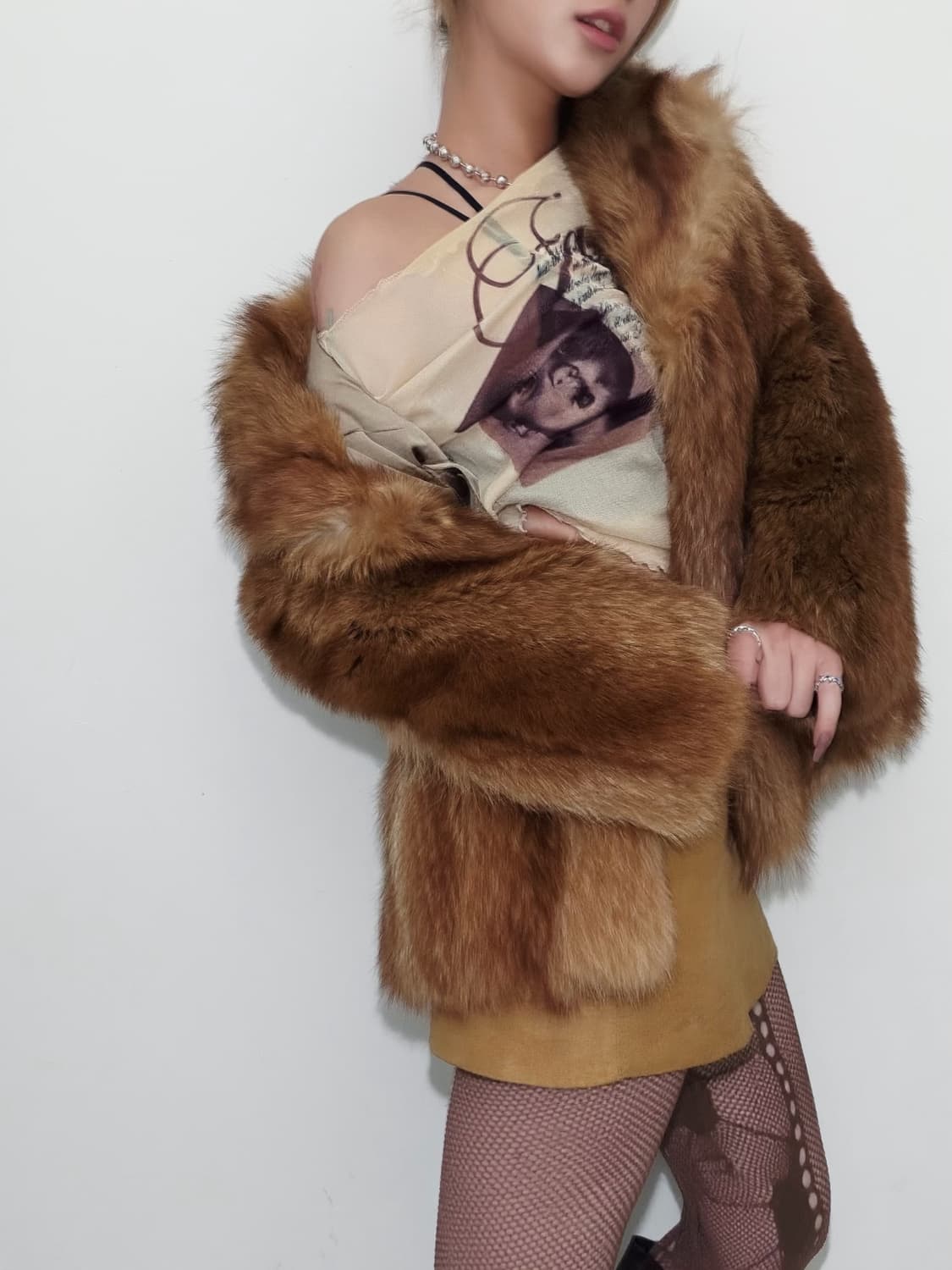 브라운 리얼퍼 자켓 상품이미지2