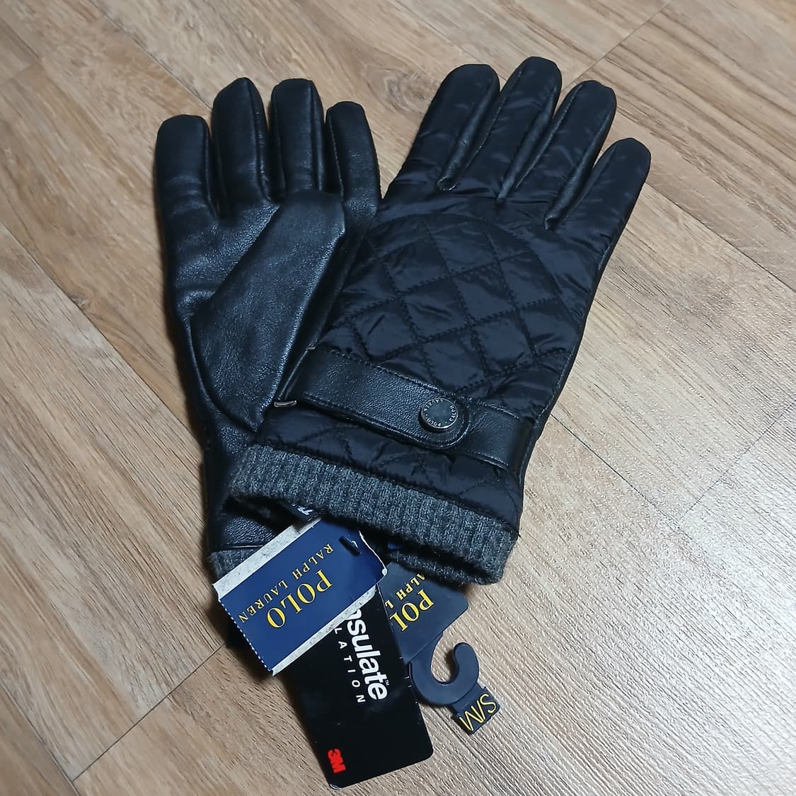 택붙은 미사용 폴로랄프로렌 가죽 퀄팅 장갑 상품이미지3