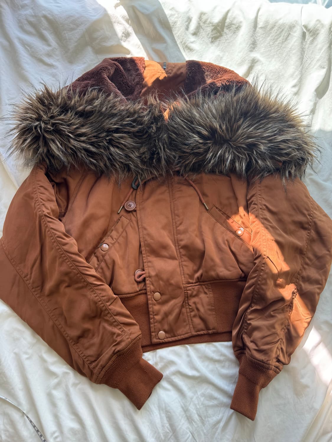 큐빈티지 샵502 히코빈티지 y2K 카멜 셔링 숏패딩 상품이미지1