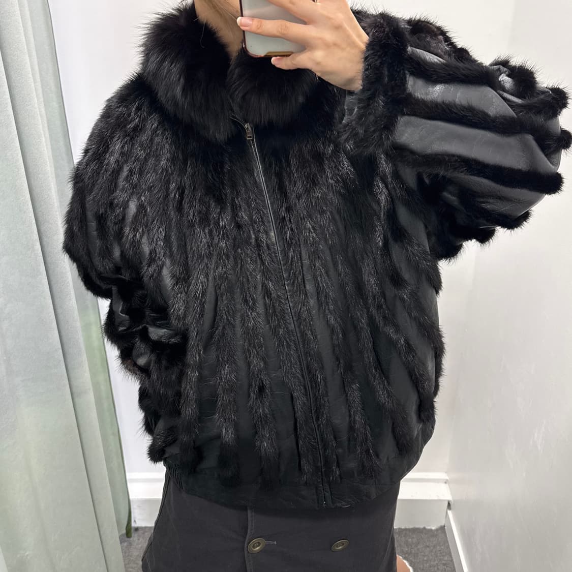 블랙 소가죽 퍼 트리밍 자켓 상품이미지2