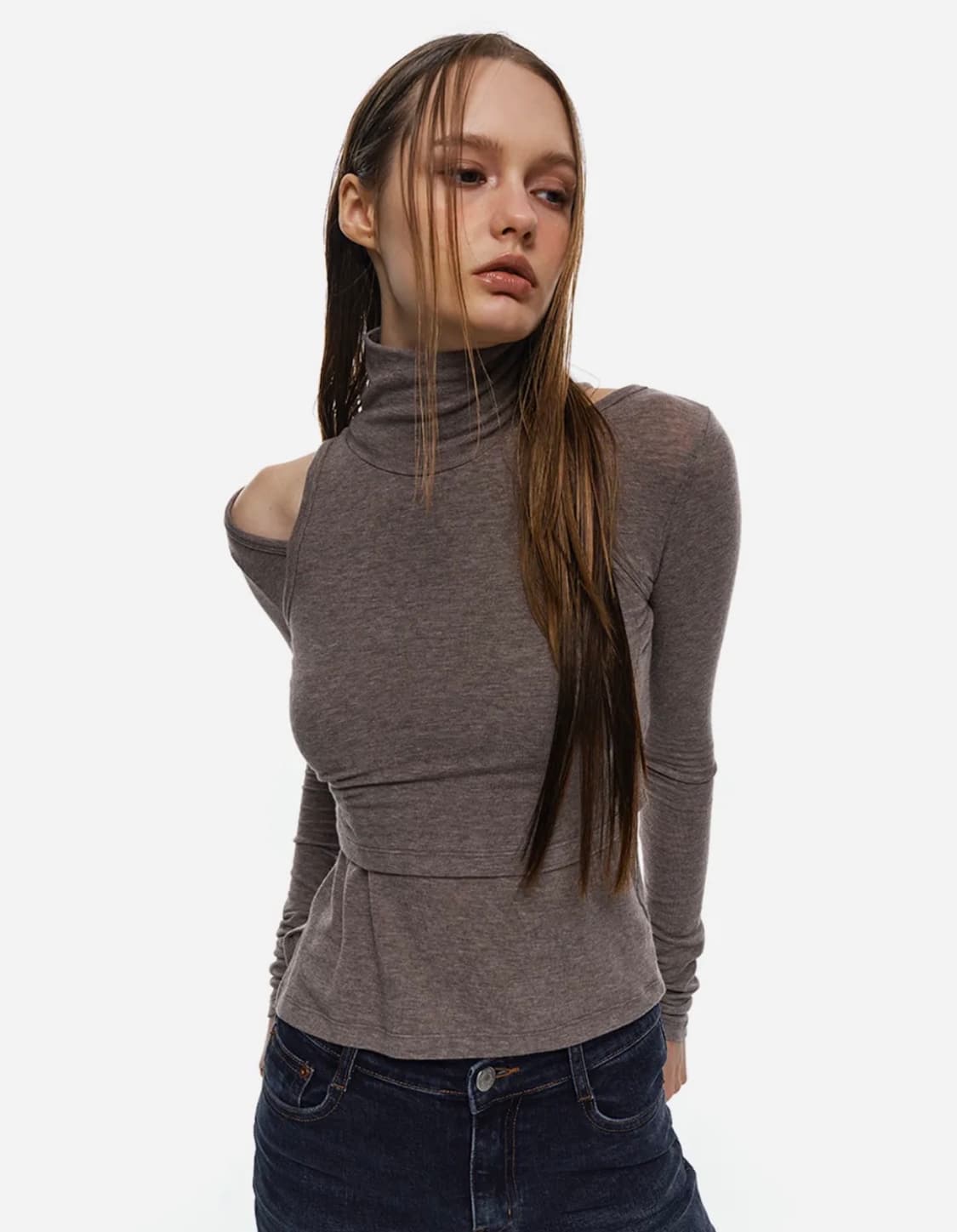 레이어드 슬리브 브라운 상품이미지1