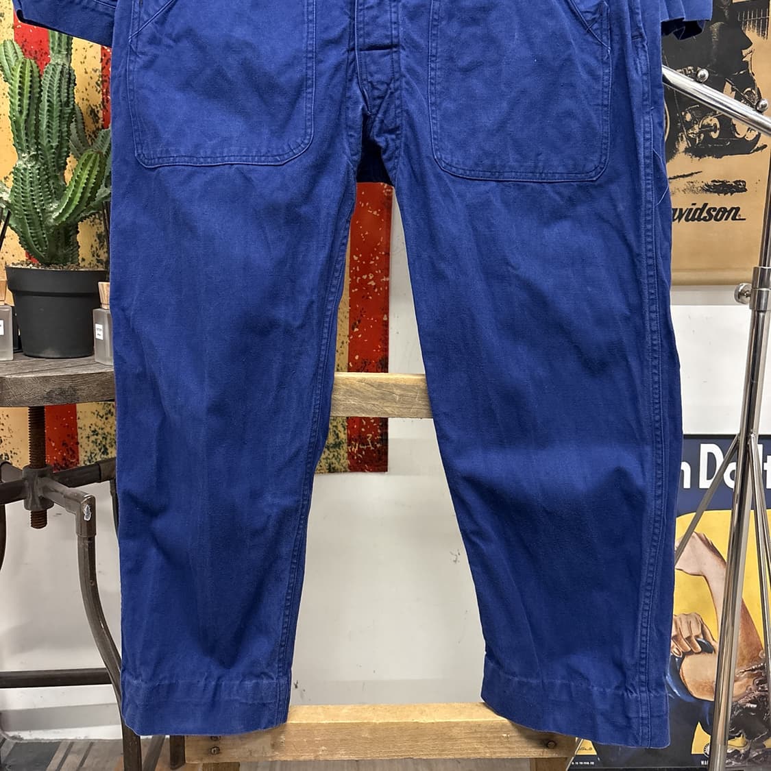 90s 프렌치 워크웨어 커버올 코튼트윌 점프수트 잉크블루 N953 상품이미지4