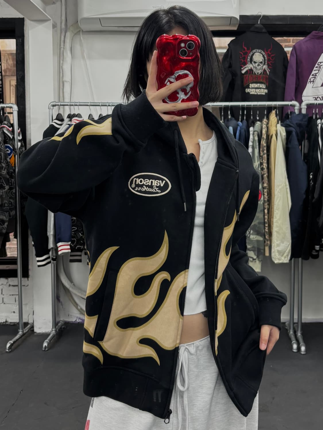 밴슨 레더 플레임 후드집업 상품이미지4