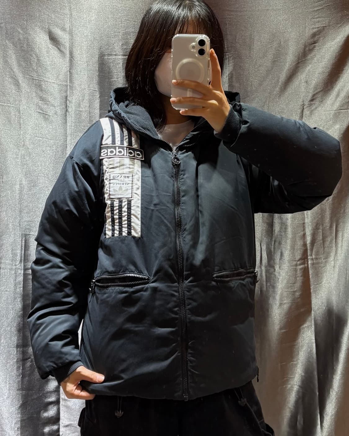 S 아디다스 파이어버드 삼선라인 블랙 후디 패딩 상품이미지1