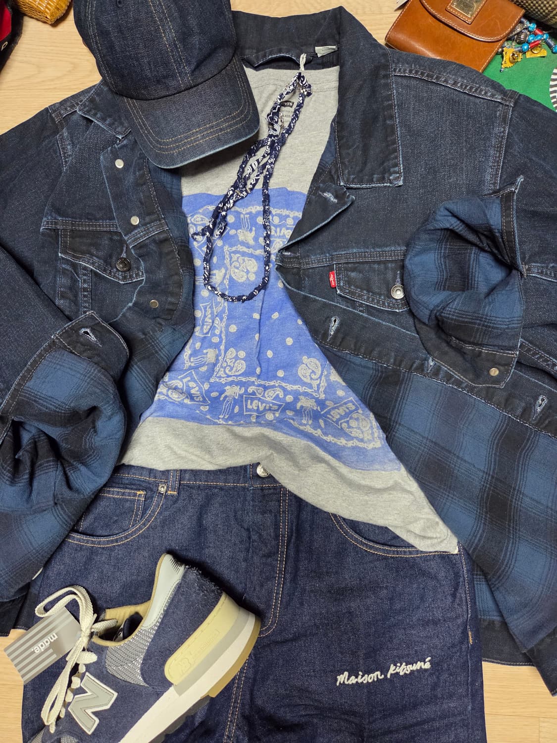 (새상품)리바이스 버팔로 체크 안감 데님자켓 청자켓 트러커  상품이미지4