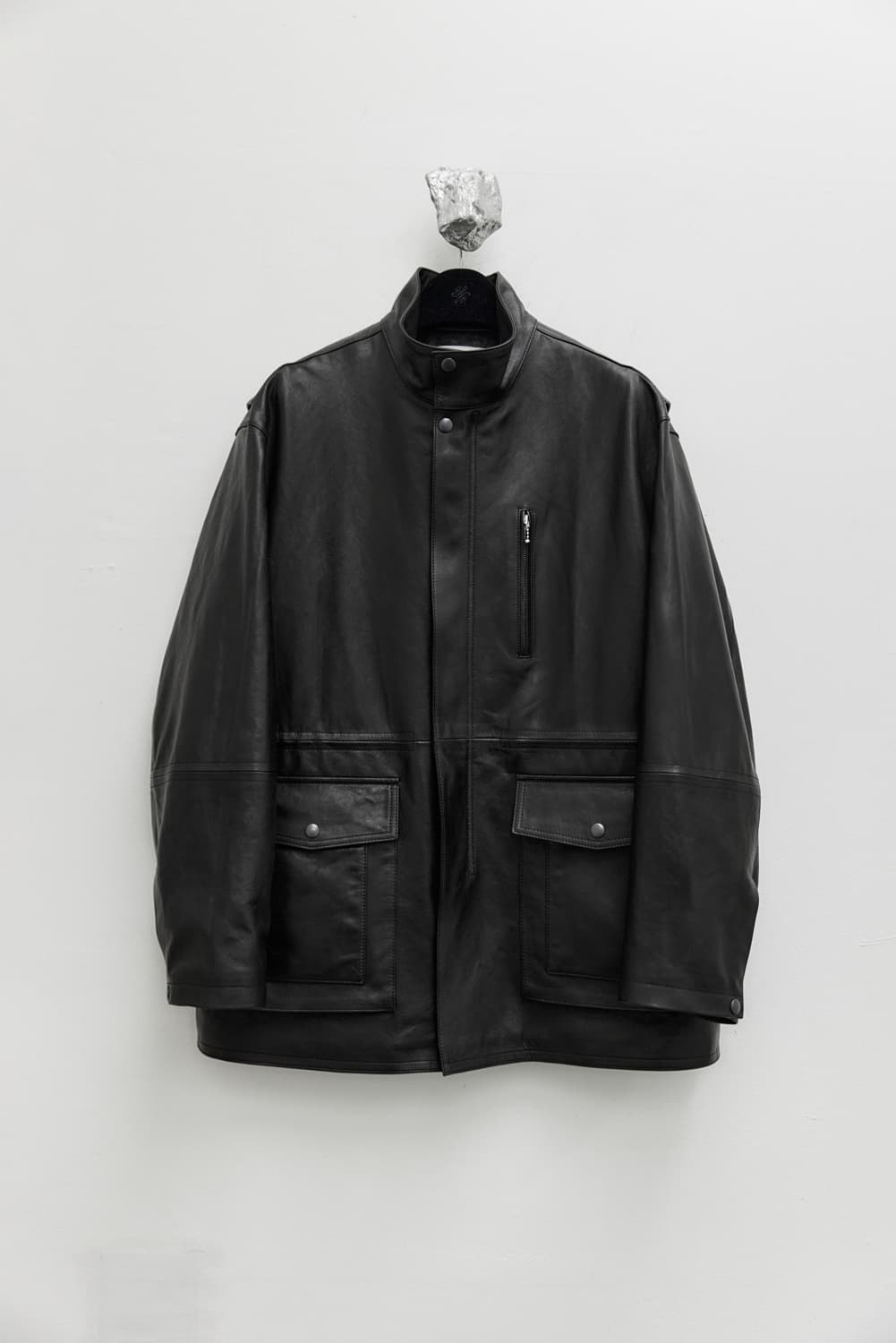 유스 레더 하이넥 하프 코트 L 상품이미지2