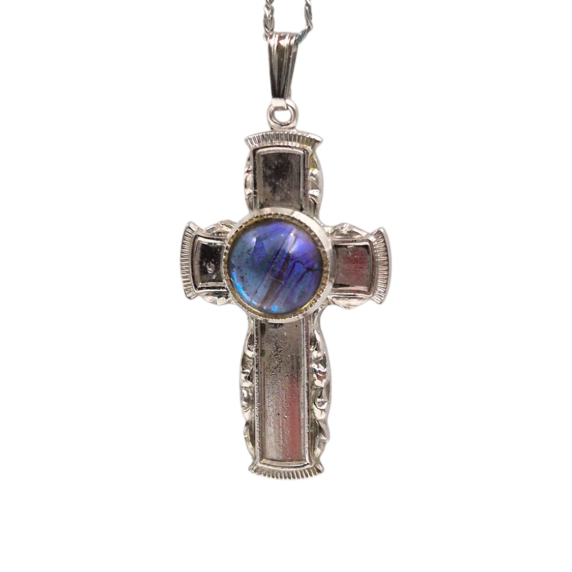 80s 브라질 모르포 나비 날개 십자가 목걸이 상품이미지7