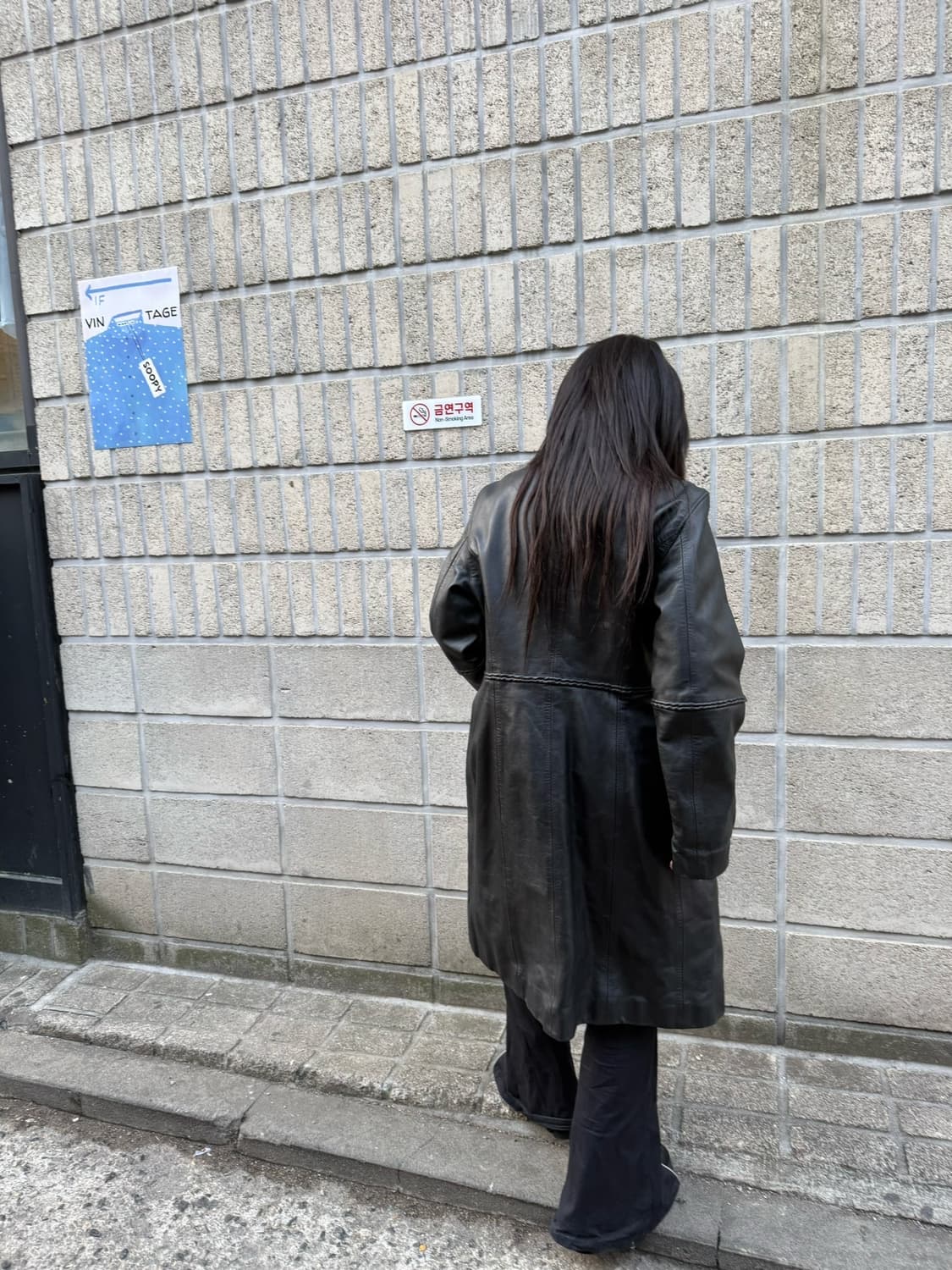 아르마니 진스 투웨이 집업 디테일 레더 코트 상품이미지7