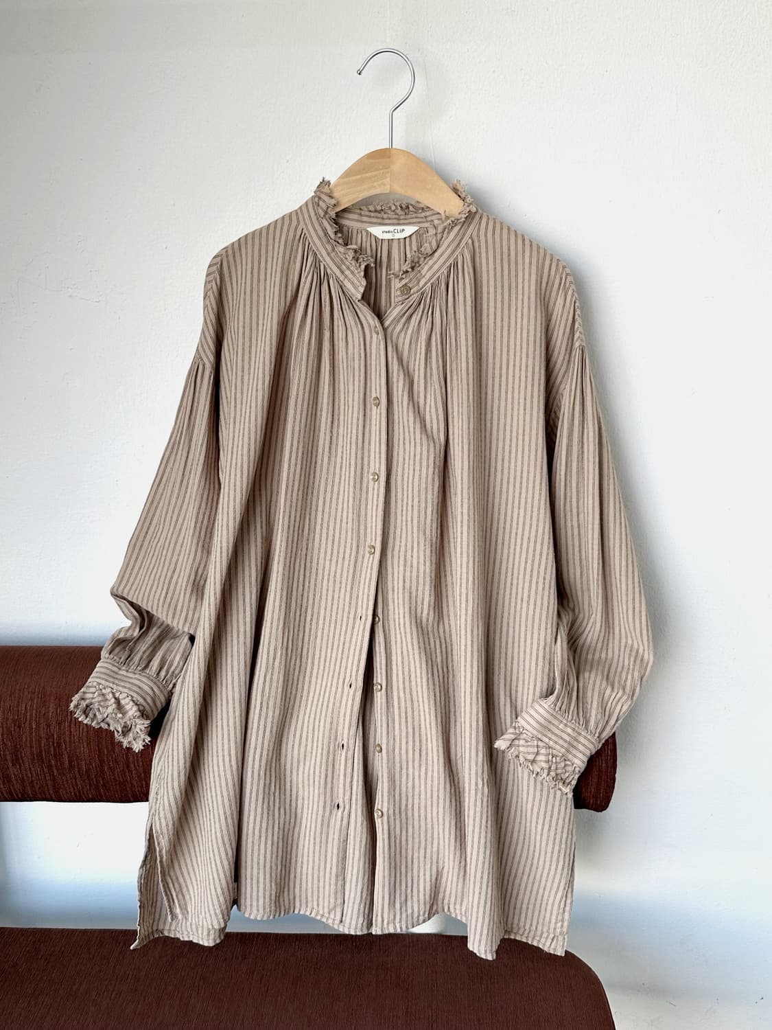 High gauge cotton lace design long shirt 상품이미지4