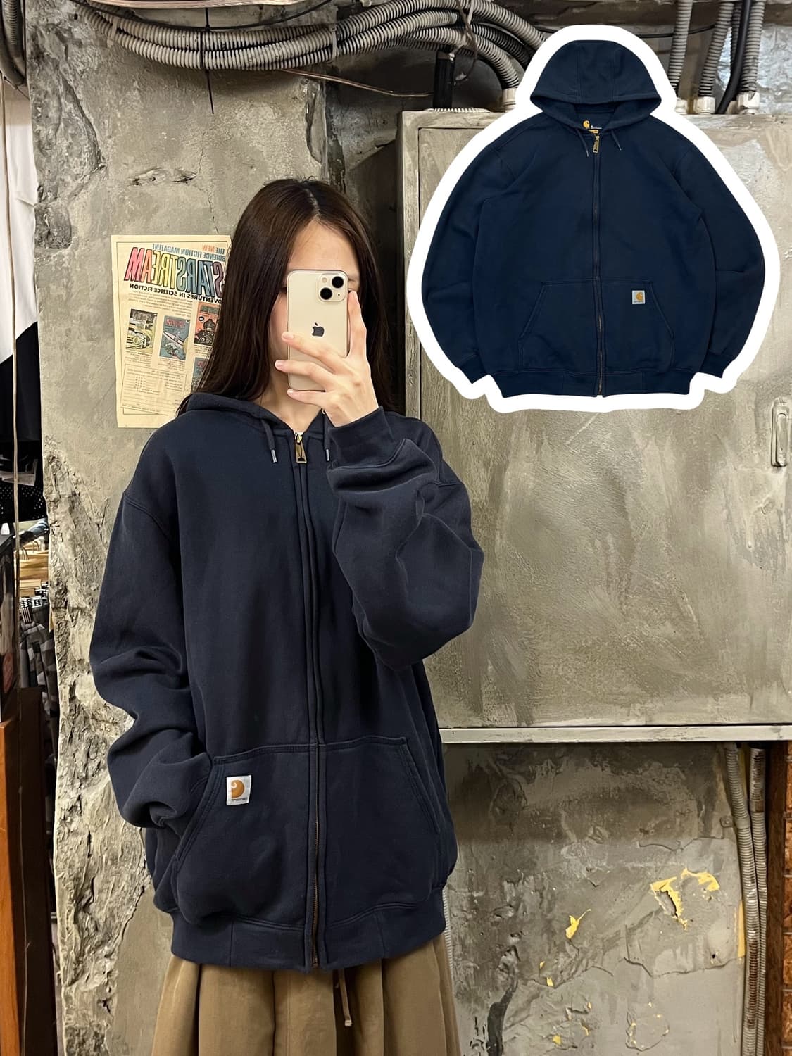 칼하트 후드집업 네이비 M #csz892 상품이미지1