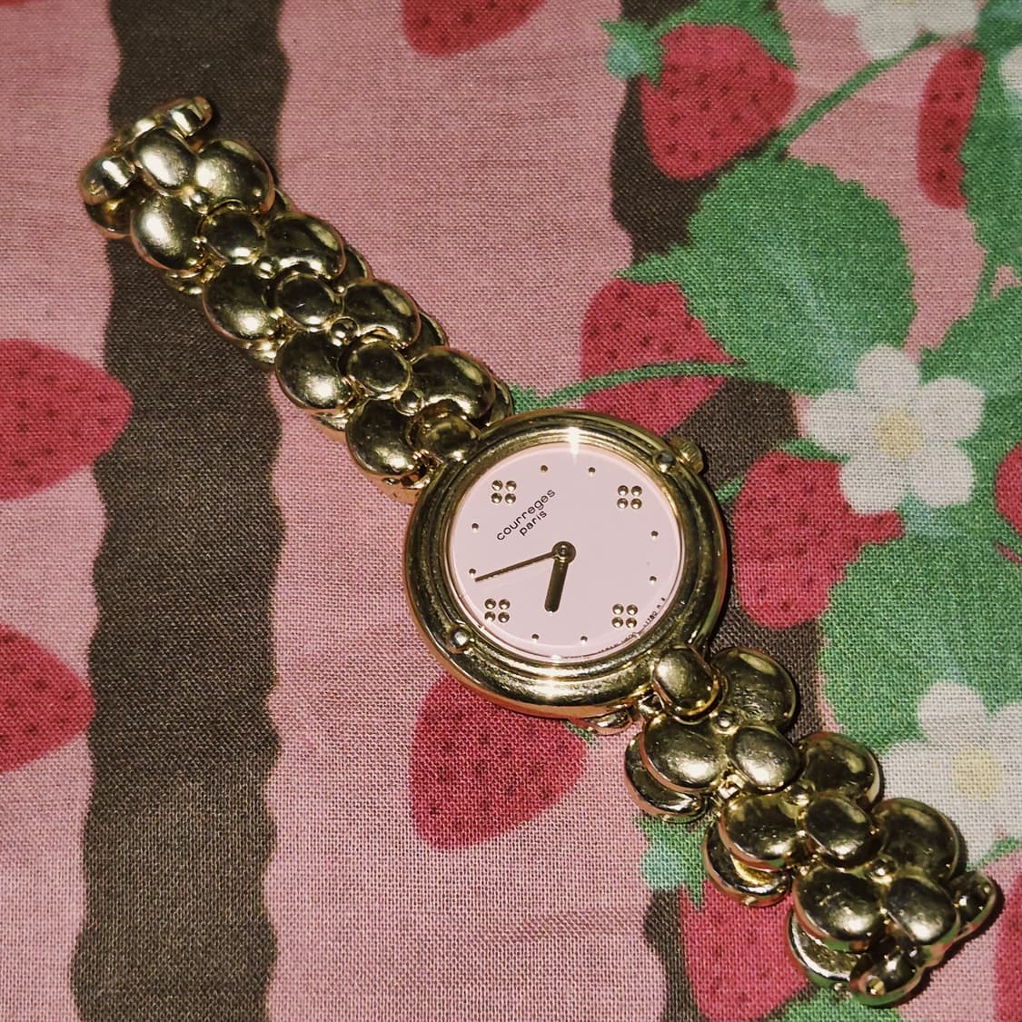 90s 꾸레쥬 베이비 핑크 꽃잎 손목 시계 상품이미지6