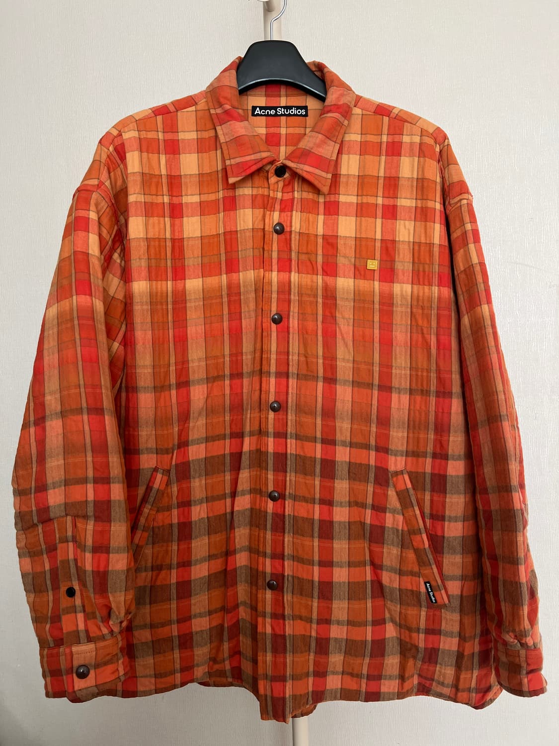 Acne Studios 페이스 패치 퀼팅 체크 셔츠 재킷 XL 상품이미지1