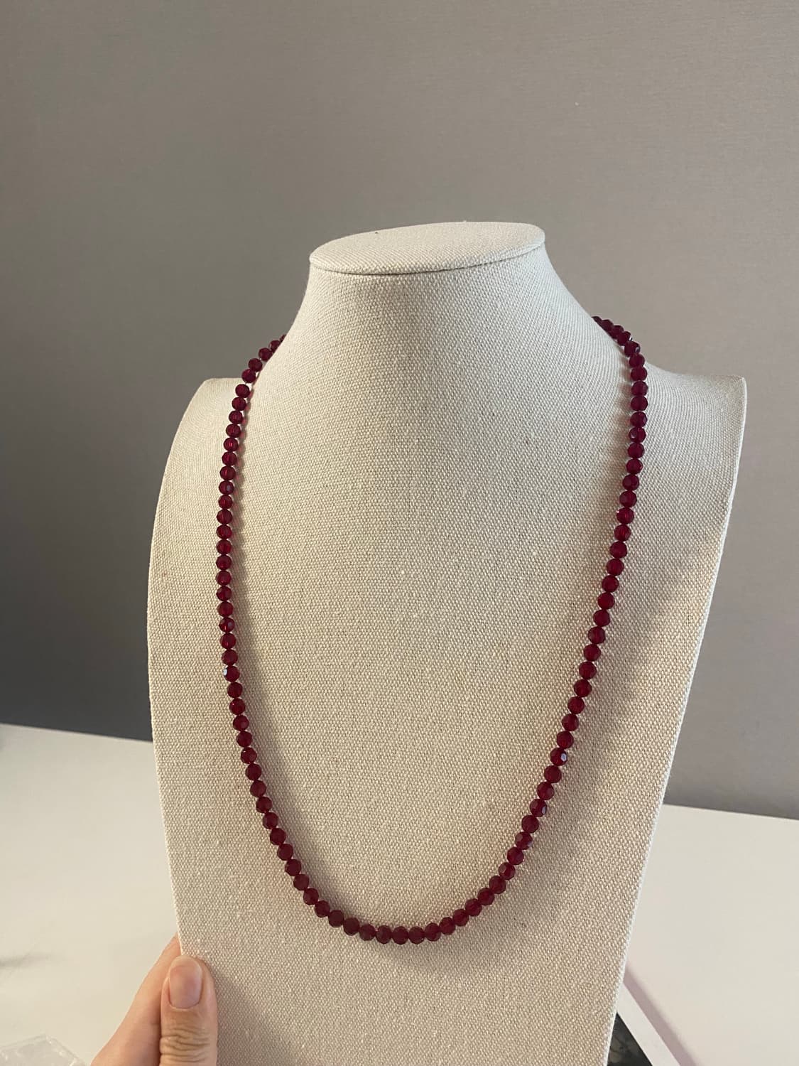 빈티지 레드 크리스탈 비즈 롱 목걸이 상품이미지6