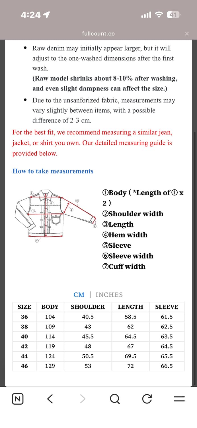 풀카운트 2107xxw 46사이즈  상품이미지2