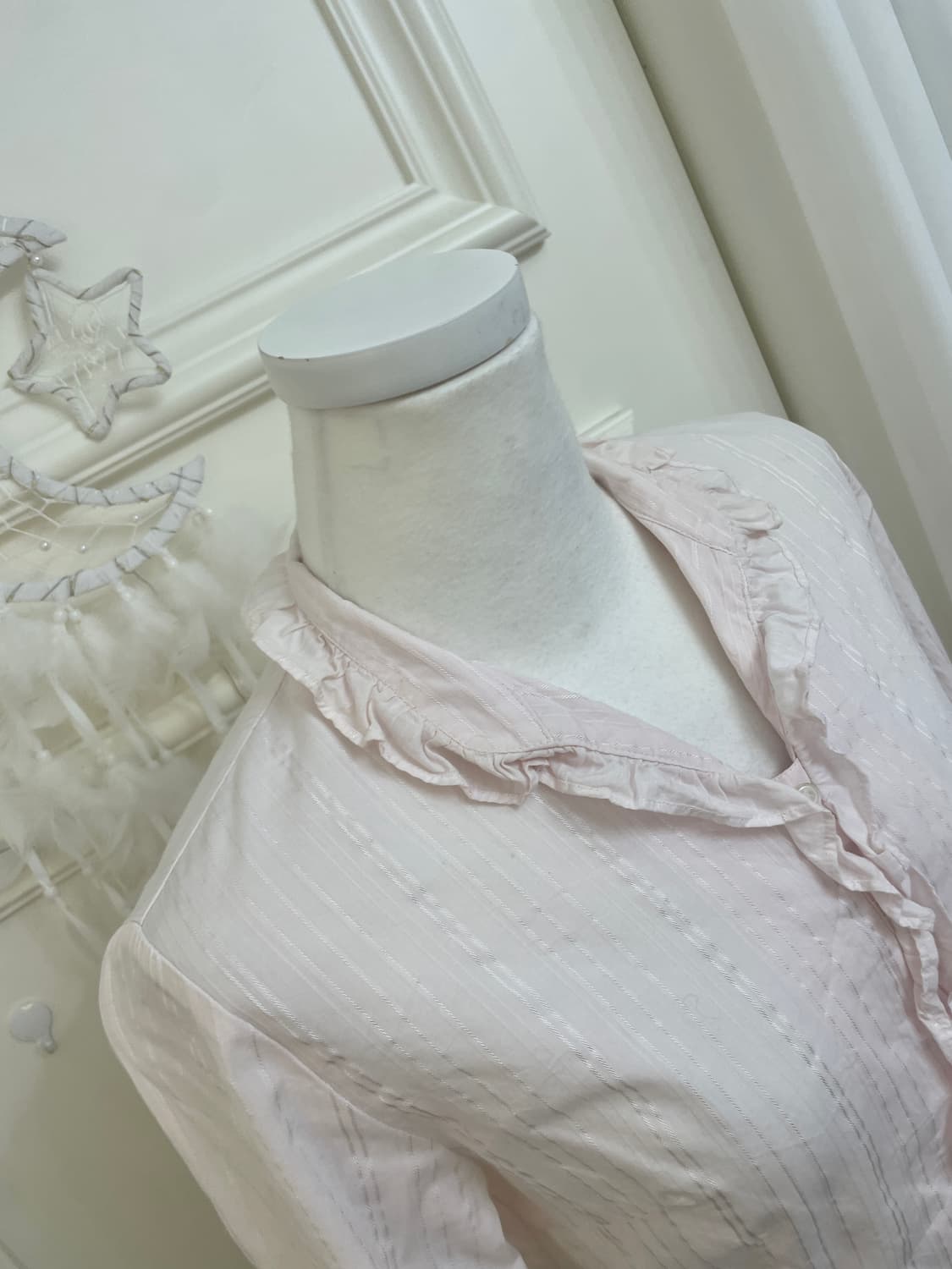 pink ruffle collar cute shirt(size-M) 상품이미지7