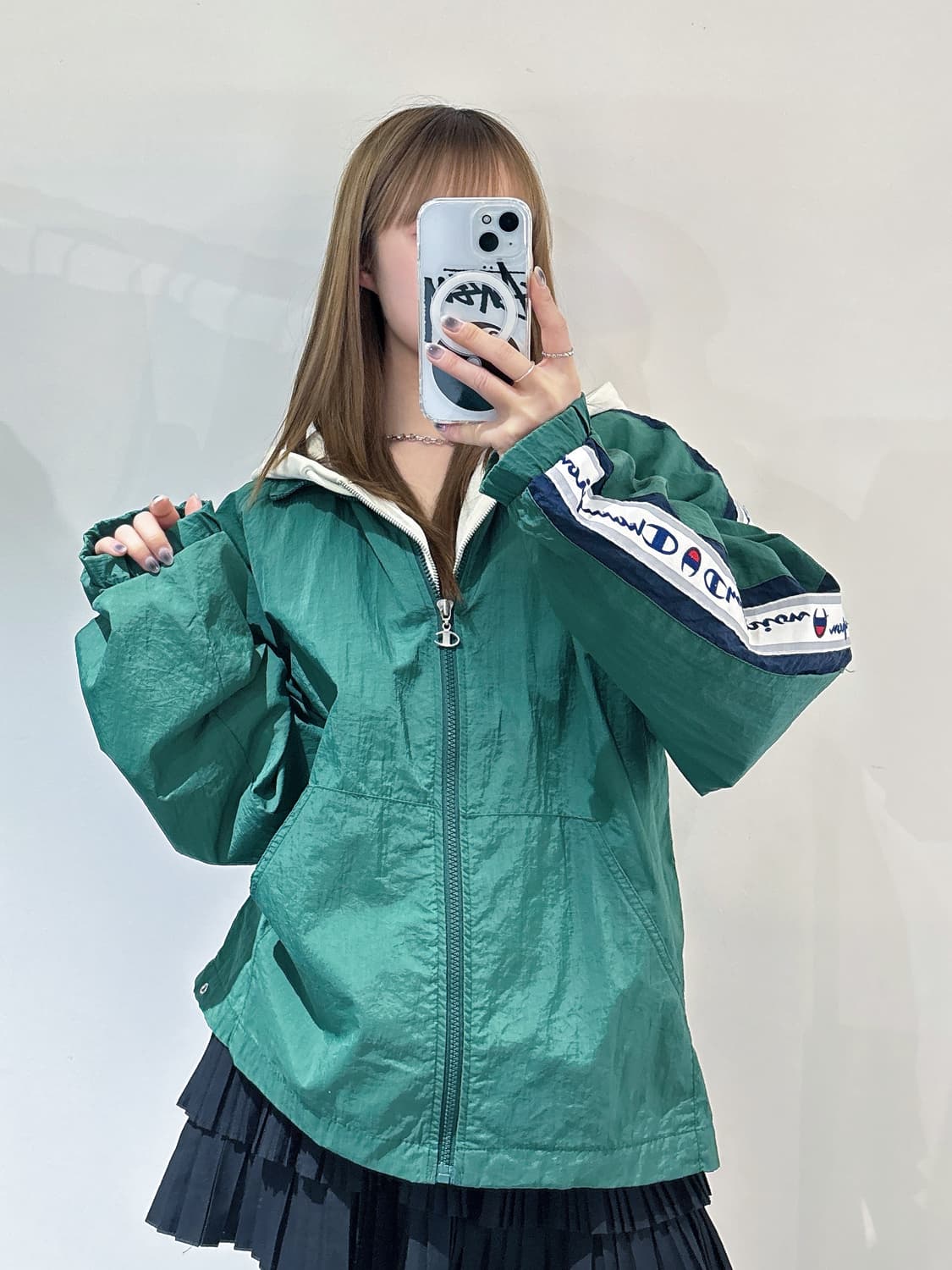 챔피온 90‘s 사이드라인 딥그린 바람막이 상품이미지2