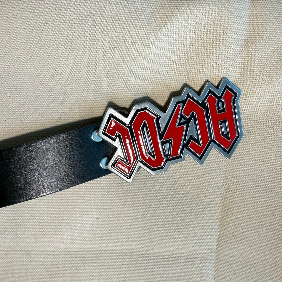 AC/DC 레드 버클 빈티지 무드 벨트 상품이미지3