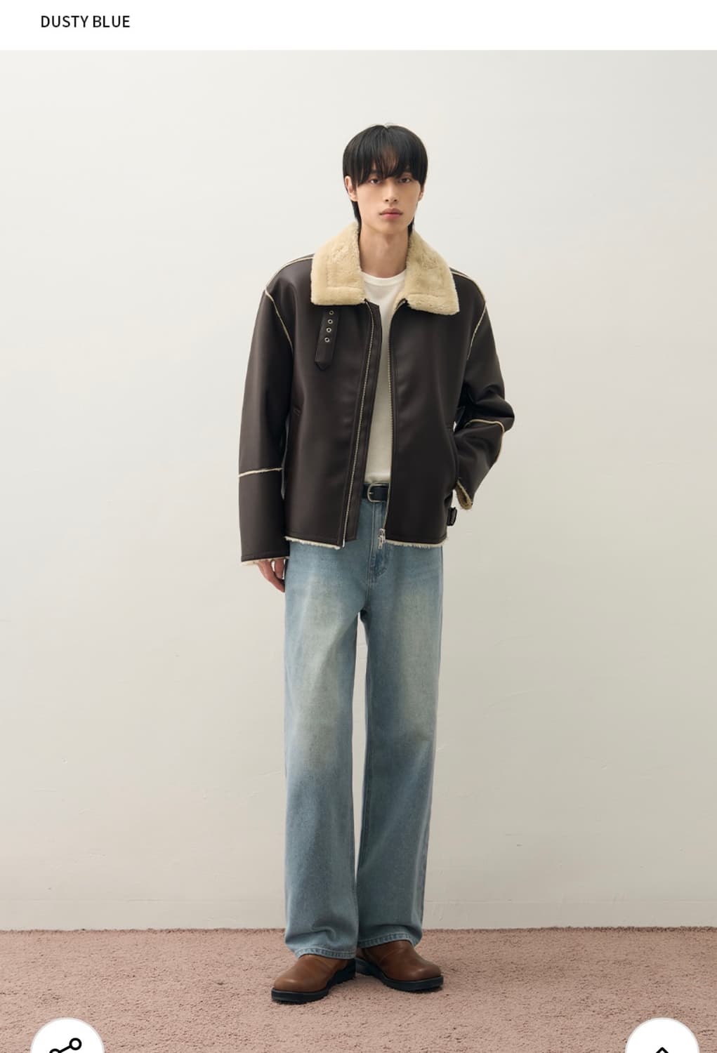 (새상품)(L) 드로우핏 유주얼 세미 와이드 데님 팬츠DUSTY BLUE 상품이미지3