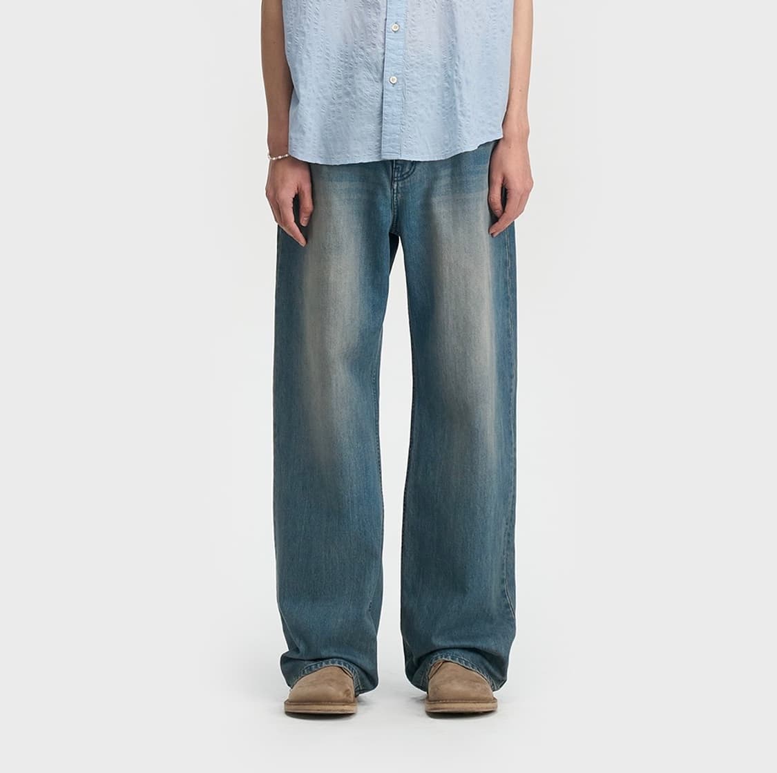 [03] 벨리에 트루와이드 데님팬츠 워시드 인디고 상품이미지1