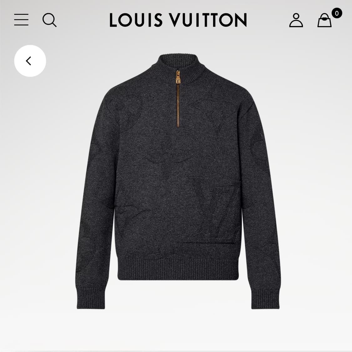 [S+급/XL] 24FW 루이비통 모노그램 울 하프넥 반집업 니트 상품이미지9