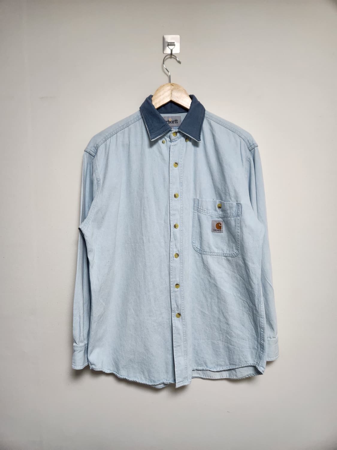 칼하트Carhartt 카라 배색 데님 셔츠 M - S205 상품이미지1