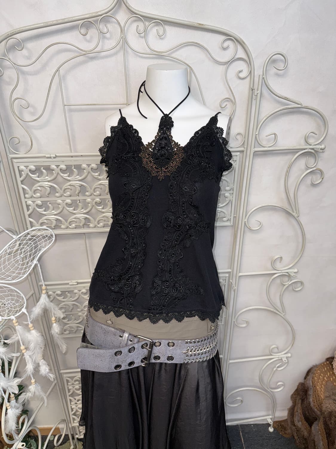 Black oriental fairy lace halter 슬리브리스 상품이미지5