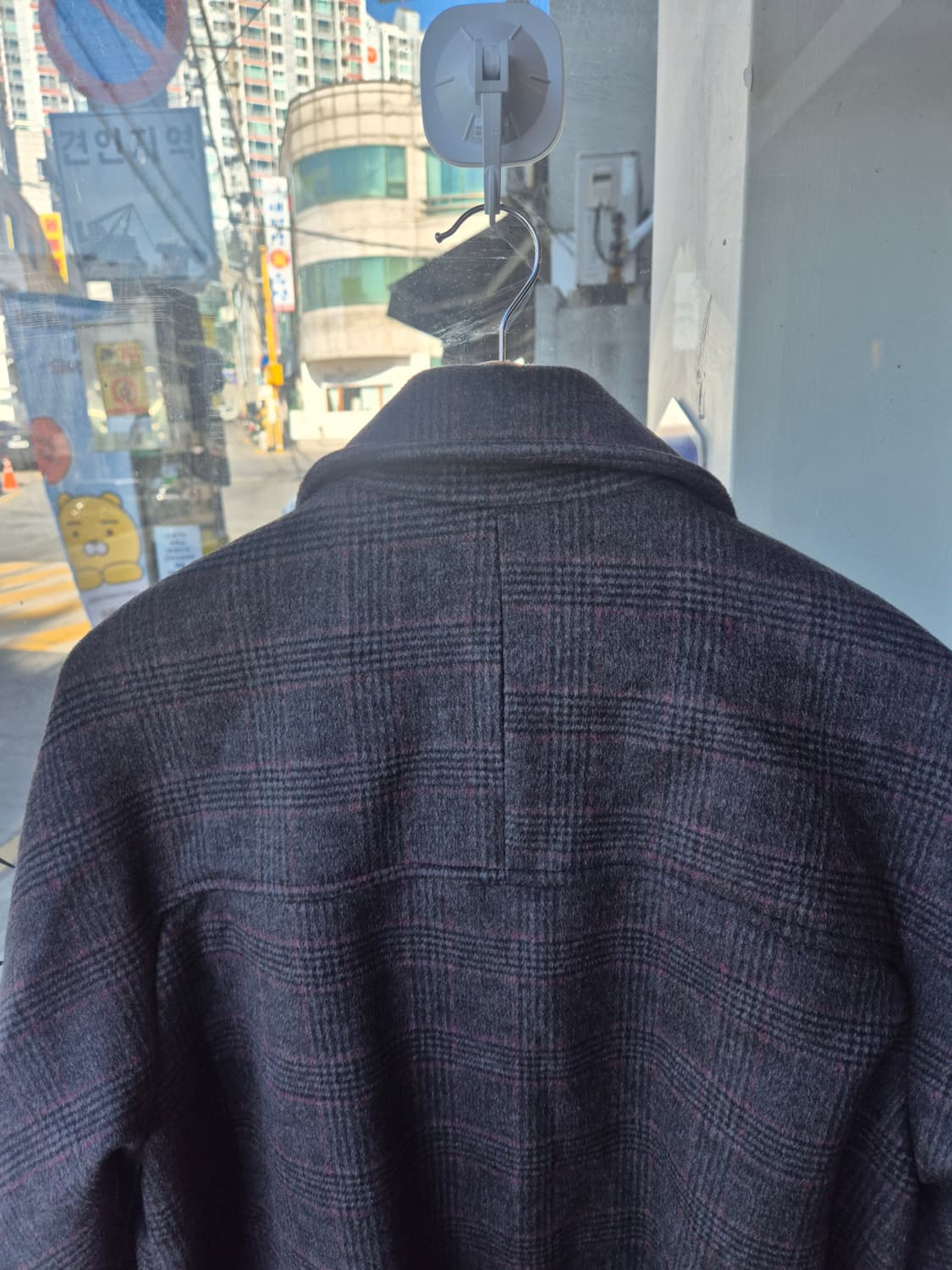 런던버스 울 체크 롱 코트입니다 상품이미지7