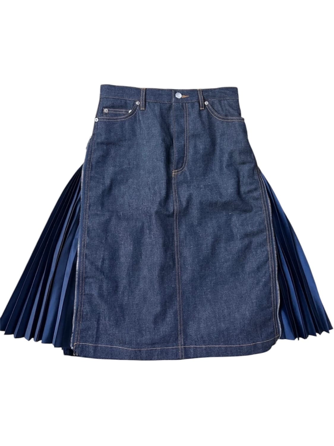 Apc x sacai 아페쎄 사카이 콜라보 데님 플리츠 스커트 상품이미지1