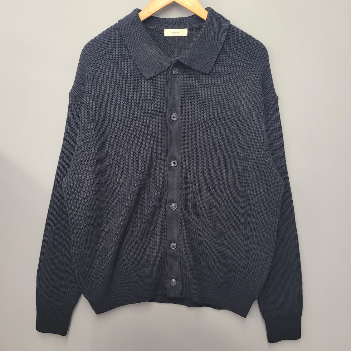 Jackpot 잭팟 카라 버튼 가디건 상품이미지1
