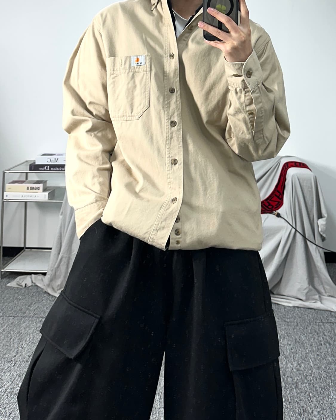 칼하트 베이지 워크 셔츠 M 상품이미지3