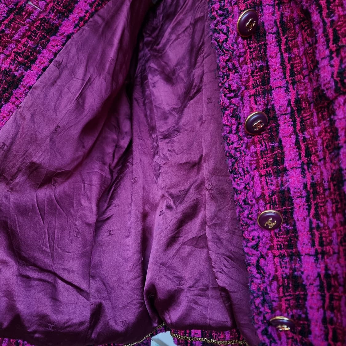 CHANEL샤넬트위드자켓 핫핑크 체크 상품이미지8