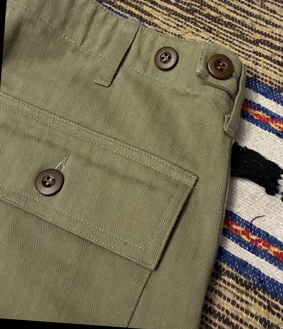 (S)반츠 HBT 헤링본 트윌 퍼티그팬츠 원워시 올리브 상품이미지6