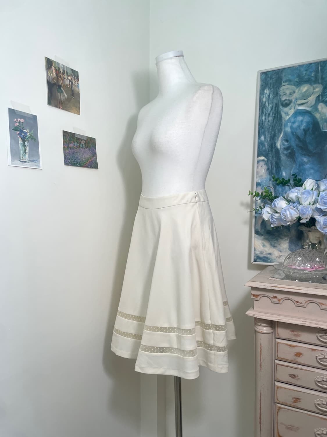 CECIL MCBEE ivory lace trim midi skirt 상품이미지2