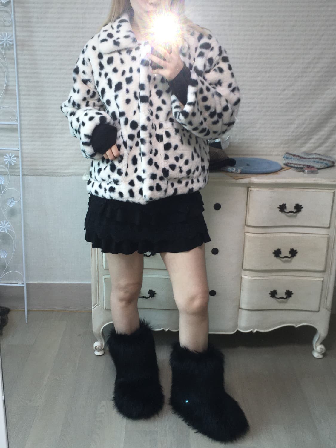 jpn vintage 레오파드 퍼 카라 자켓  상품이미지2