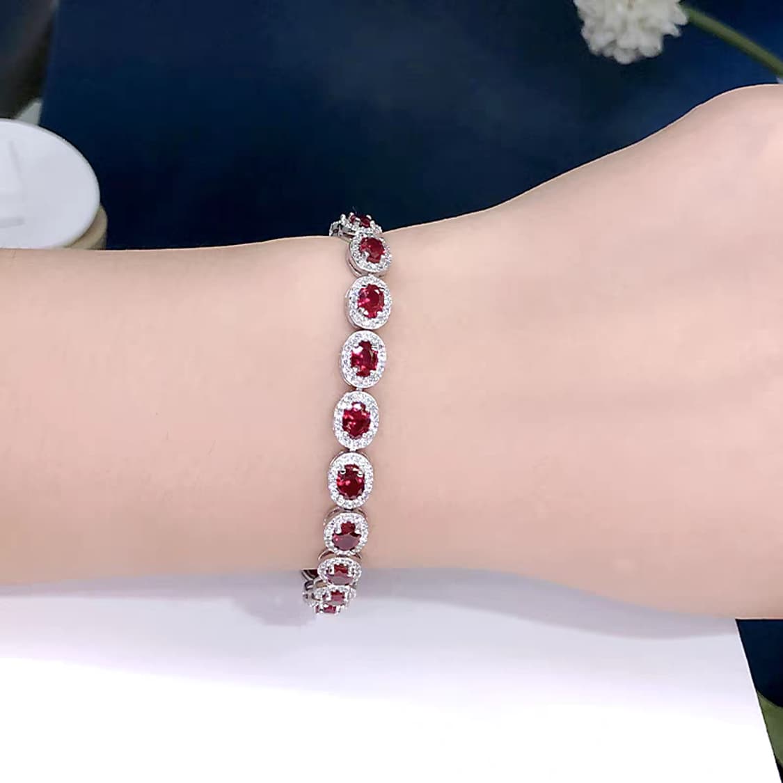 Oceanora 루비 팔찌, 18K 골드 도금 실버" 상품이미지7