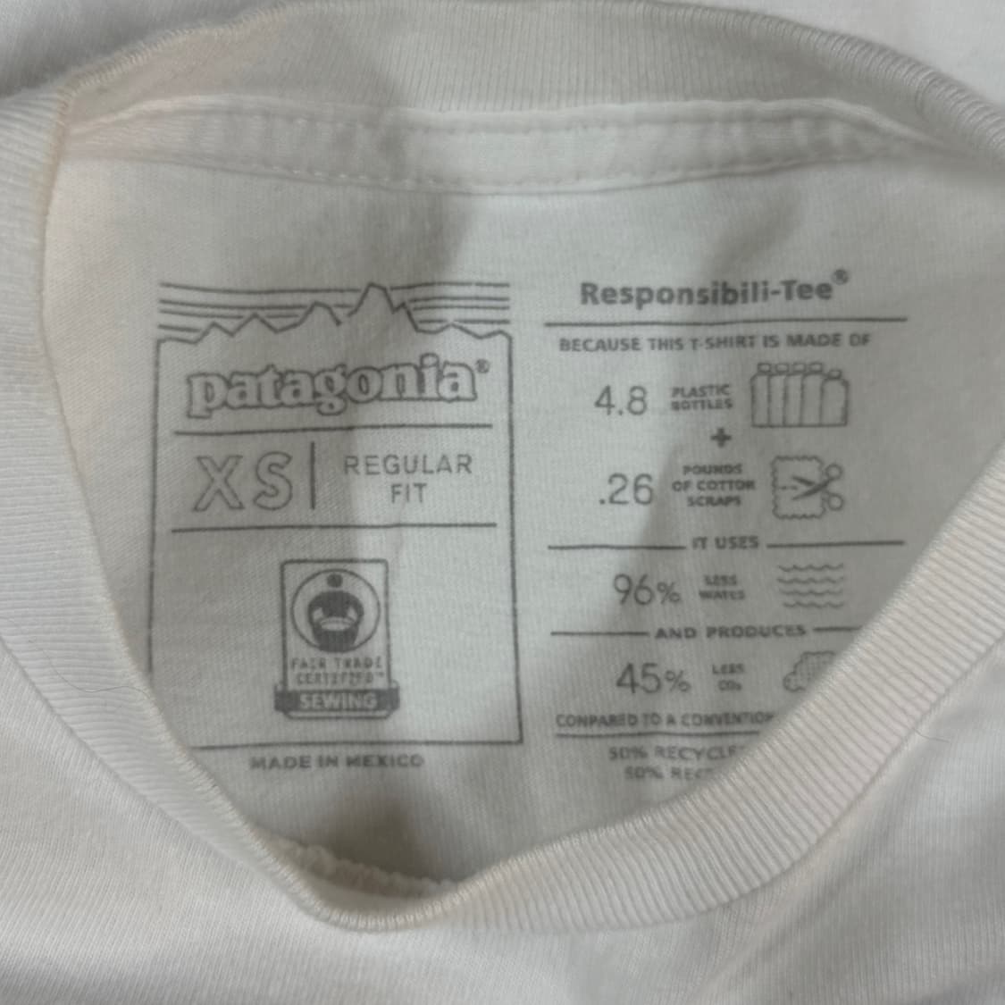 [90] 파타고니아 흰색 반팔 라운드 티셔츠 상품이미지5