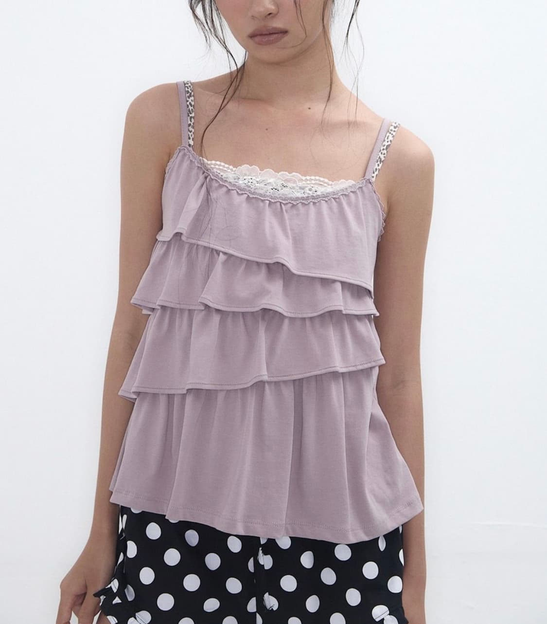 익스파이어드걸 프릴 캐미 슬리브리스 애쉬 라일락 상품이미지1