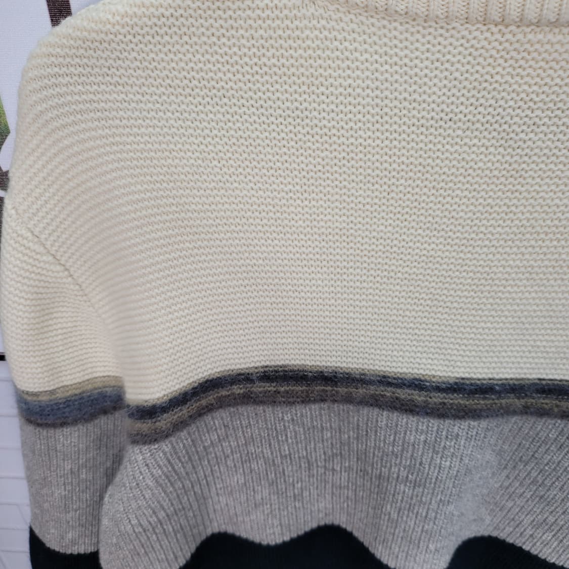 라코스테 컬러블럭 모100% 라운드넥 풀오버 긴팔 니트 스웨터 L사이즈 상품이미지5