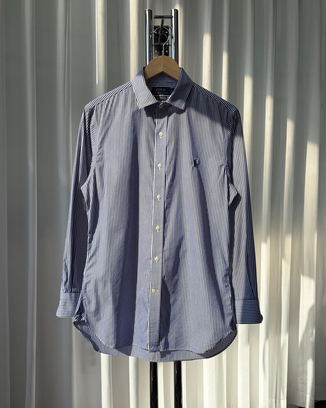 [M]폴로 랄프로렌 이지케어 스트라이프 포플린 셔츠 블루 상품이미지2