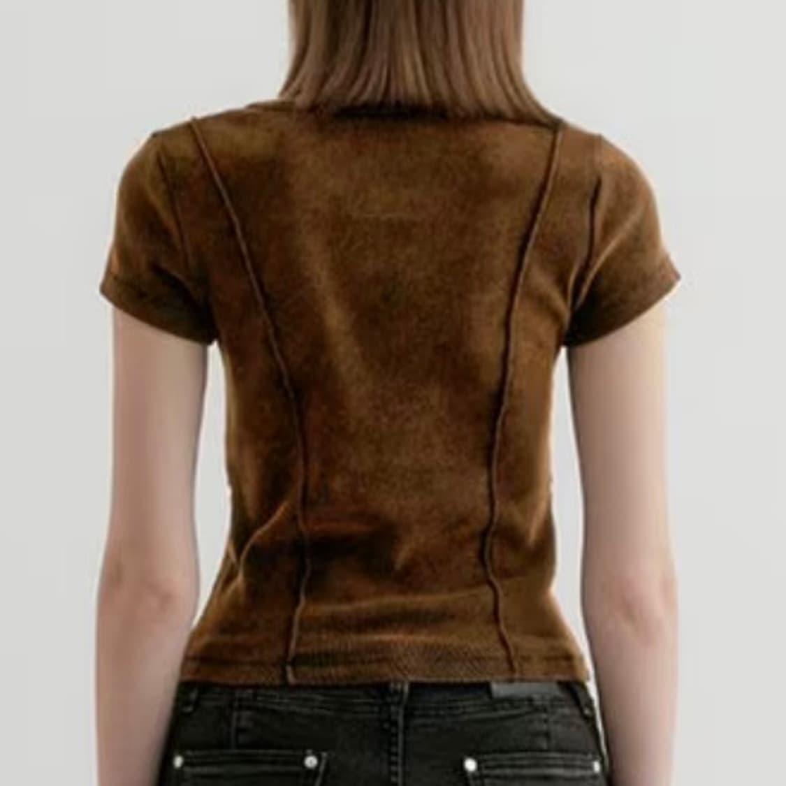 유즈 컷아웃 워싱 탑 브라운 상품이미지2