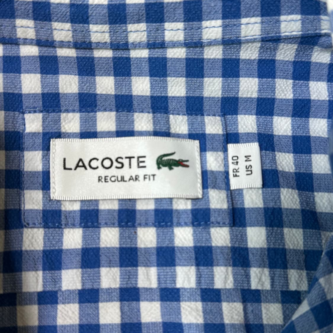 라코스테 시어서커 체크 셔츠 M 상품이미지4
