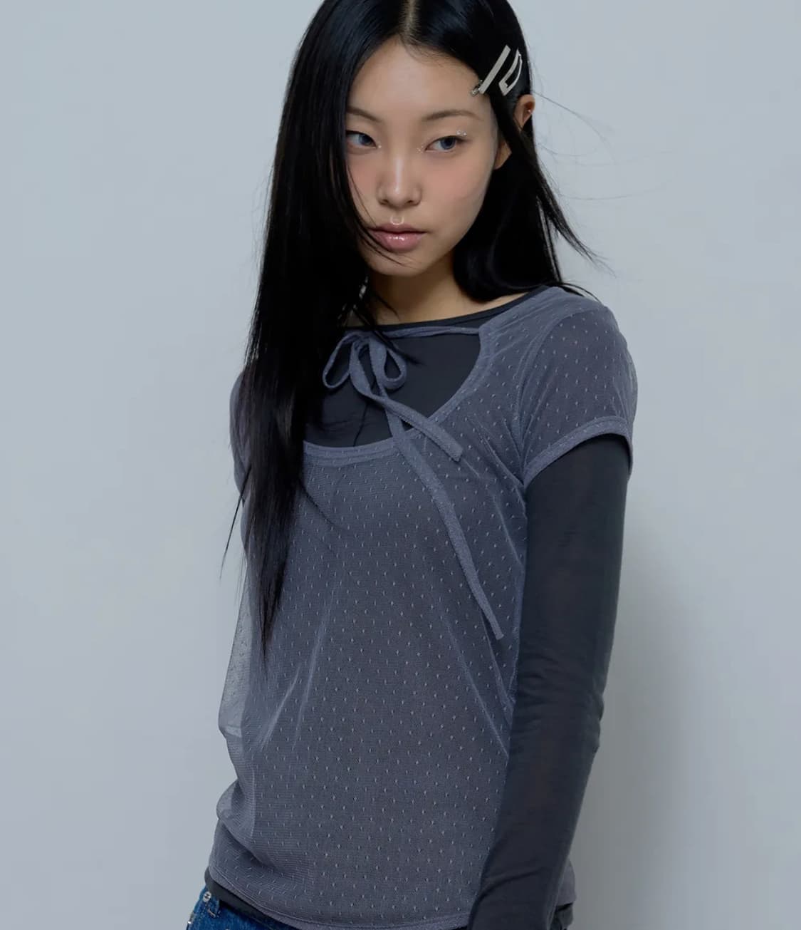 3-WAY 도트 레이어드 롱슬리브 (GRAY) 상품이미지3