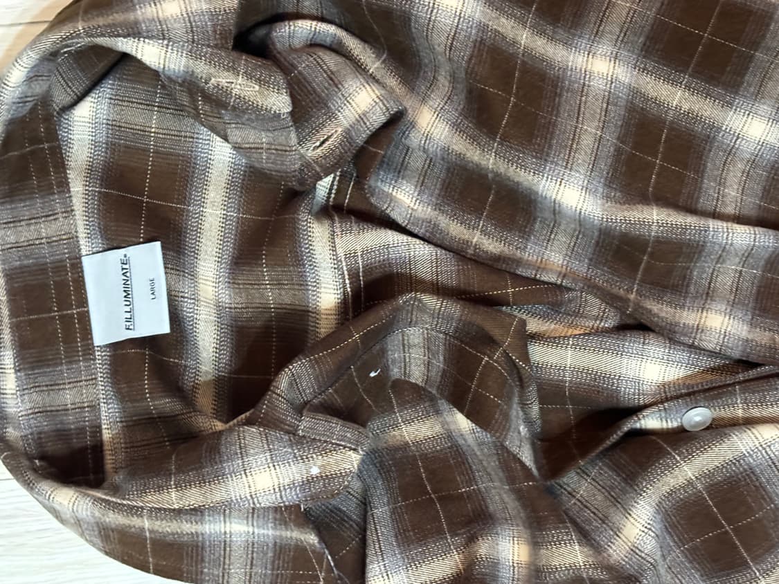 필루미네이트 오버핏 플레이드 체크 셔츠 브라운 L 상품이미지3