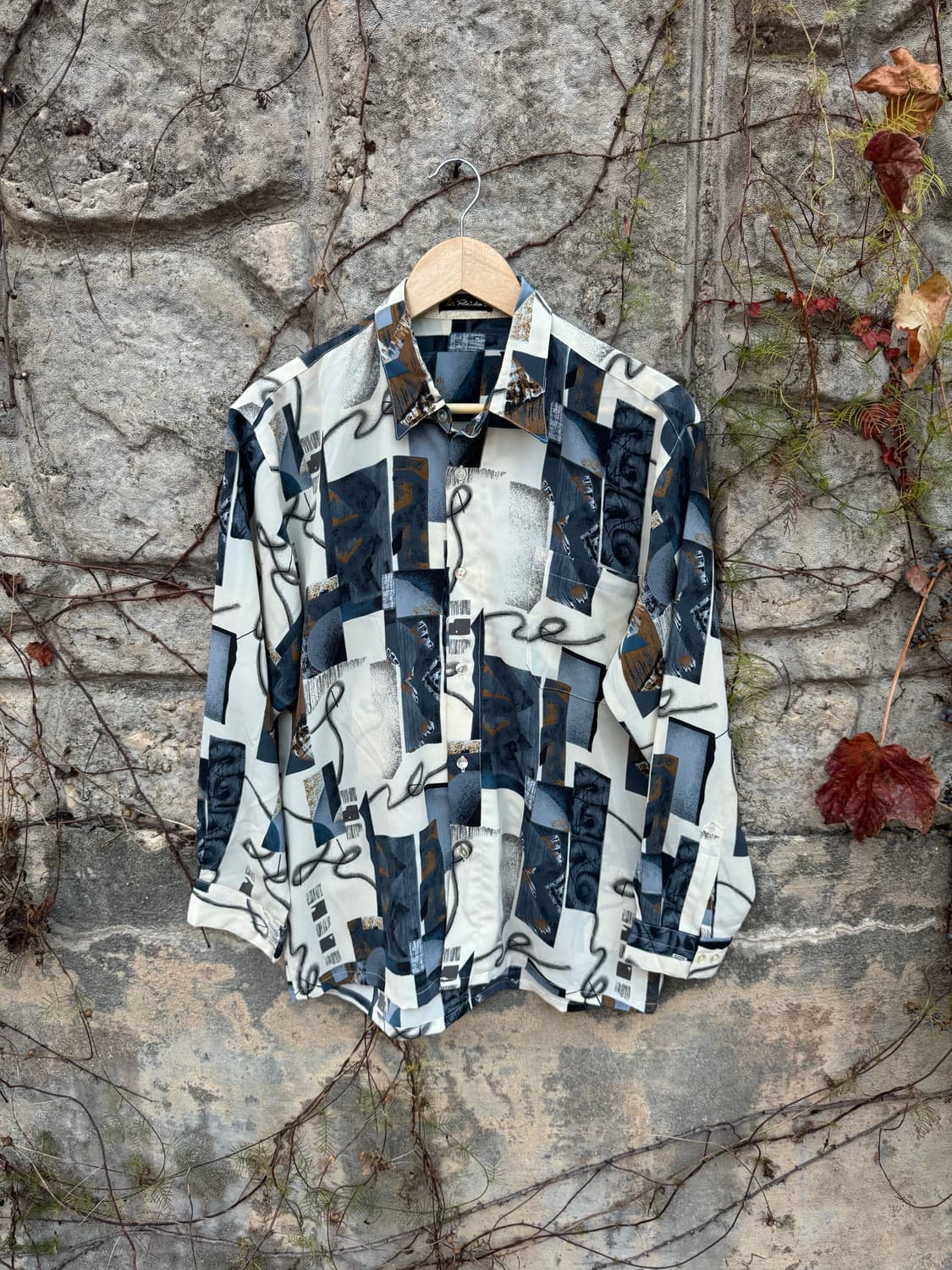 일본 빈티지 폴리 100 에스닉 패턴 셔츠 상품이미지1