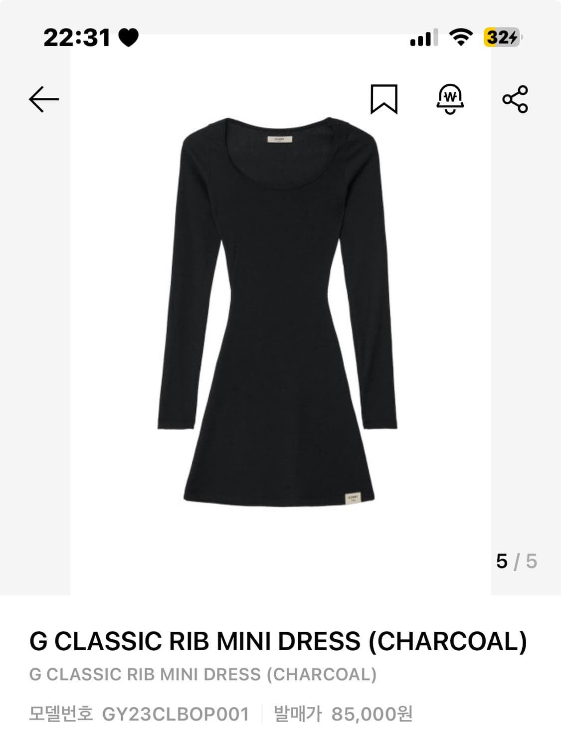 글로니 G CLASSIC RIB MINI DRESS (CHARCOAL) 상품이미지2