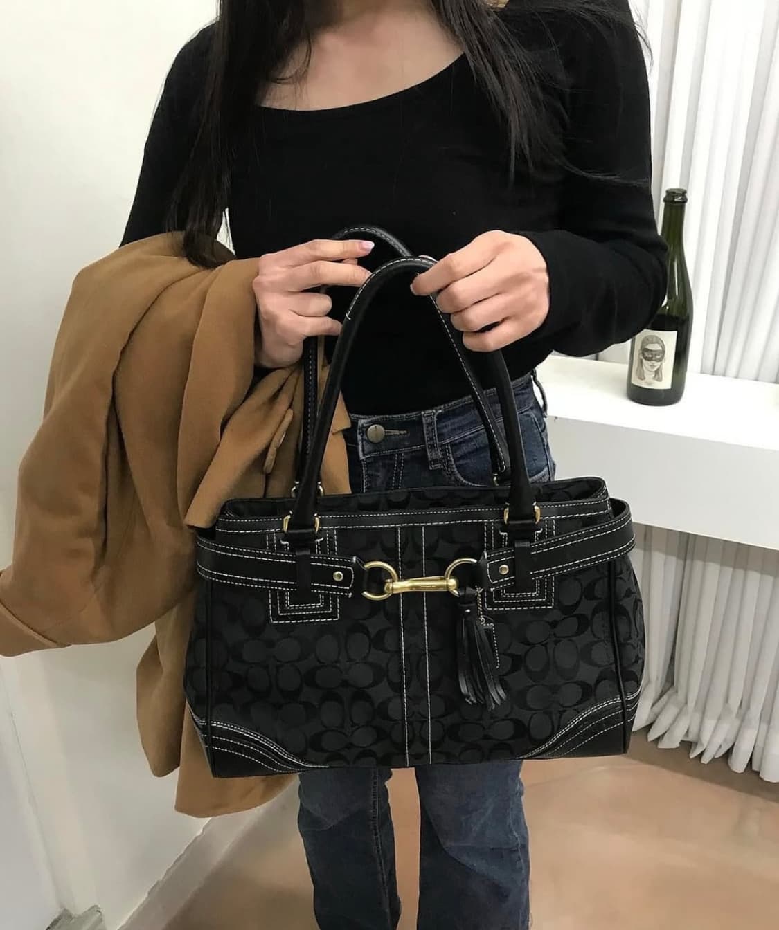 코치 블랙 시그니처 토트백 / 코치 가방 / 코치 빈티지백 / 코치숄더백 상품이미지3