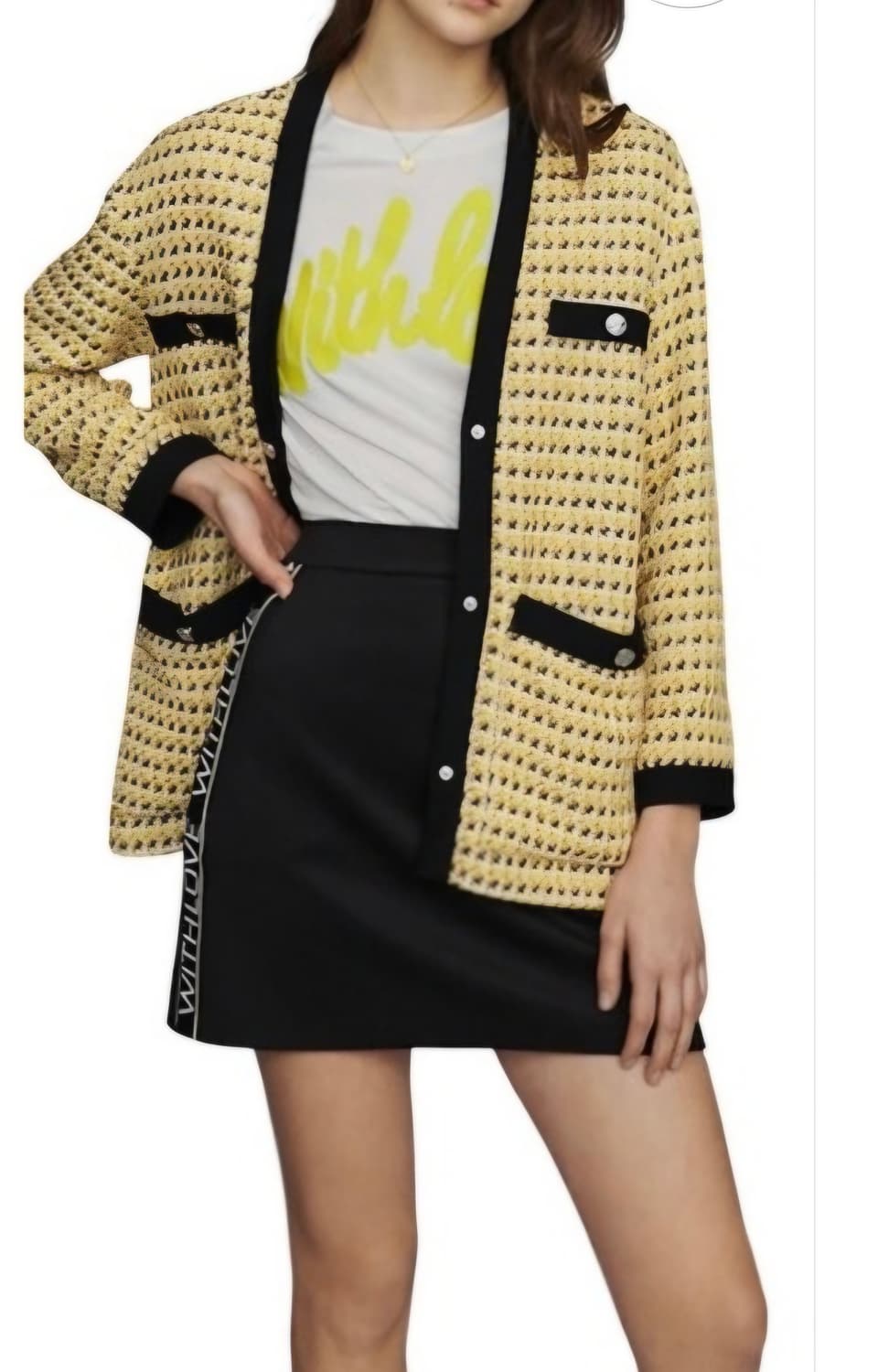 마쥬 옐로우 트위드가디건 상품이미지1
