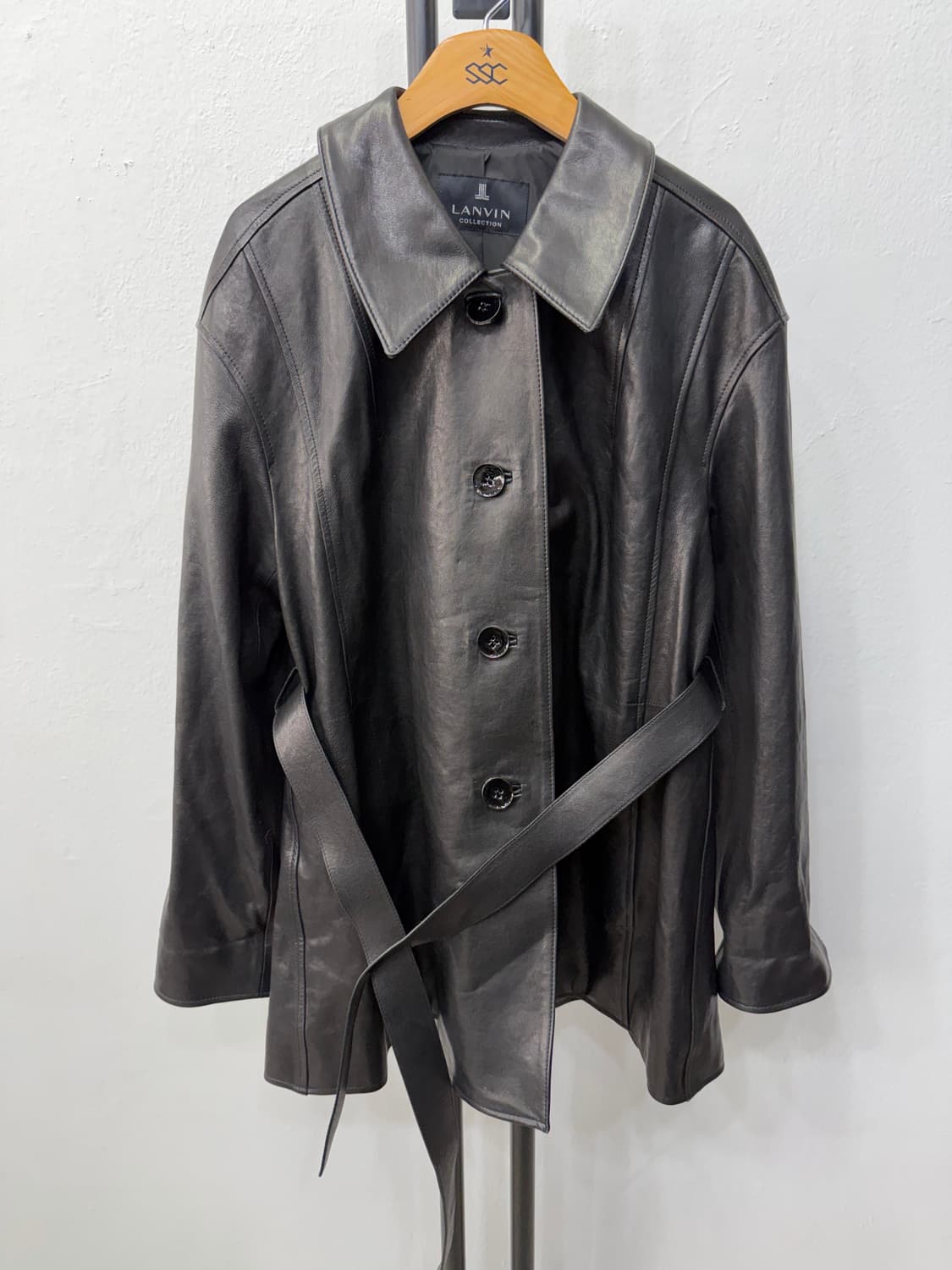 정품) LANVIN 랑방 한섬 천연 가죽 레더 트렌치 코트 자켓 82 상품이미지1